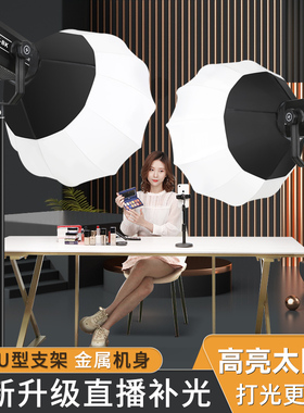 【全金属】300W直播补光灯主播美颜直播间氛围灯光led摄影拍照服装人像拍摄打光专用室内影棚球形深抛格栅