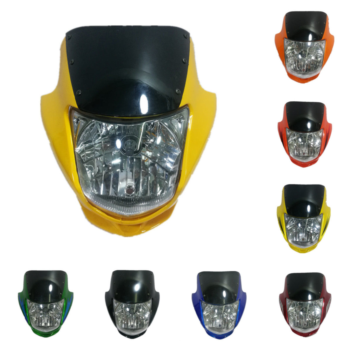 摩托车配件仿赛驰头罩导流罩适用速卡迪SK125/150-5-B大灯壳鬼脸