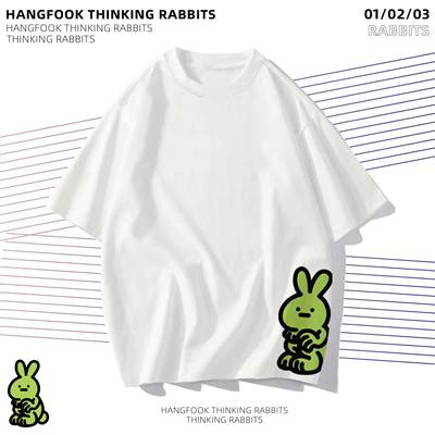 简约原创宽松韩版上衣侧面兔子