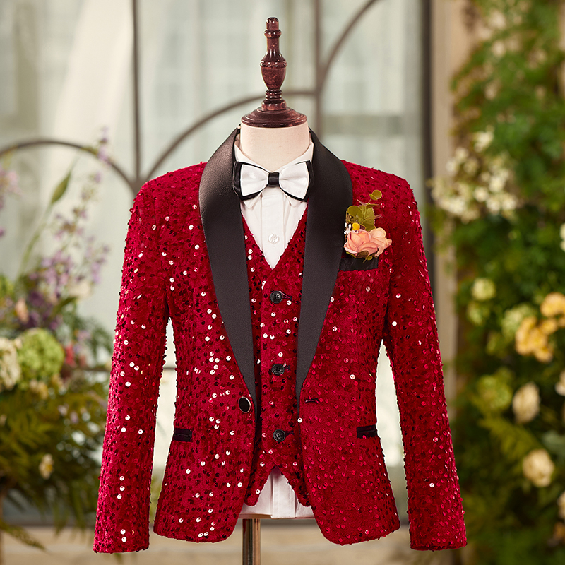 夏季男童亮片西服主持人演出礼服