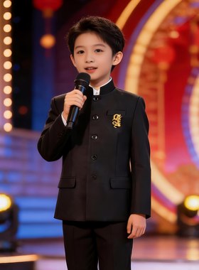 男童新中山装主持人演出礼服夏季
