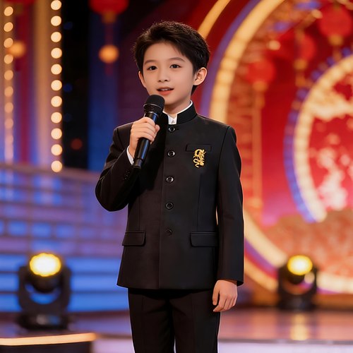 男童新中山装主持人演出礼服夏季