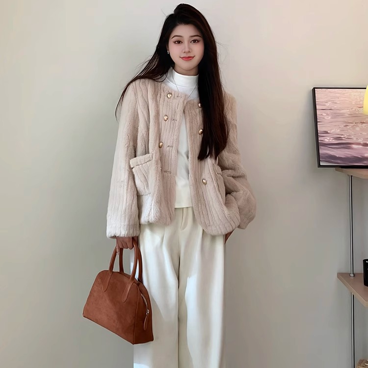 2024秋冬洋气时尚小个子染尖外套女加绒纯色上衣灯芯绒裤子女套装