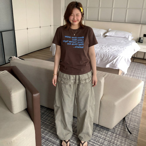 Q了个T大码女装微胖mm2026夏季新款字母印花宽松巨好看短袖T恤