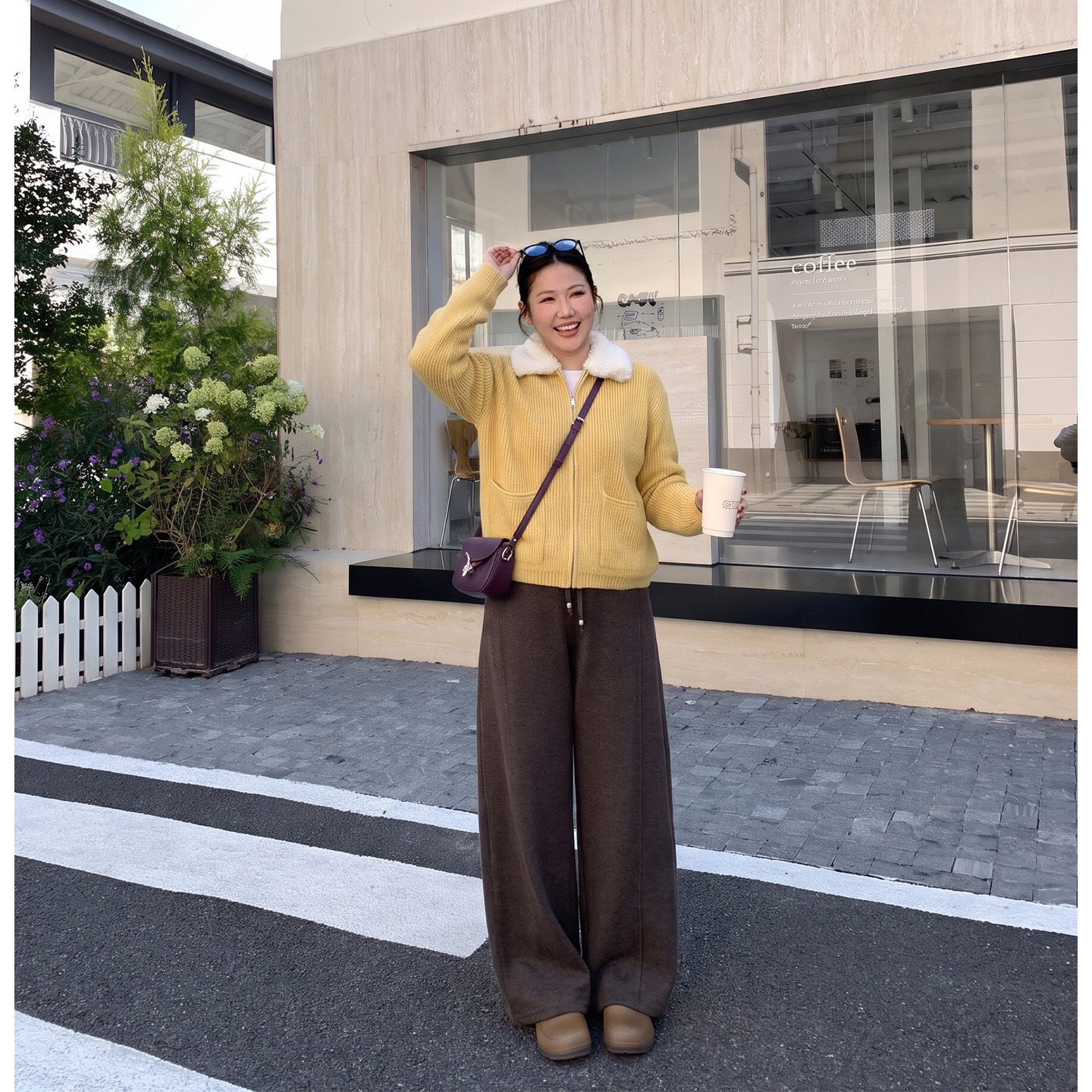 Q了个T冬季大码女装大方得体微胖mm毛领拉链女宽松加厚毛衣外套