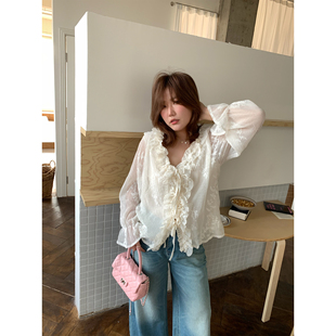 Q了个T 大码女装胖mm巨好看上衣2026春装微胖绝美漂亮荷叶边衬衫