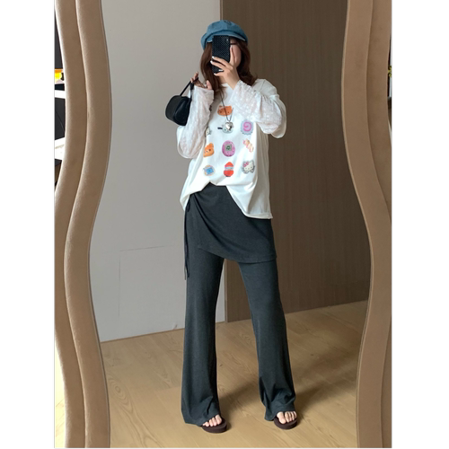 Q了个T大码女装巨好看胖mm显瘦夏季屁帘微喇绝美超显瘦休闲裤