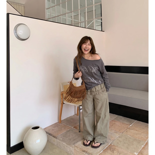 Q了个T适合胖mm的大码女装秋季露肩微胖女生穿搭T恤巨好看上衣