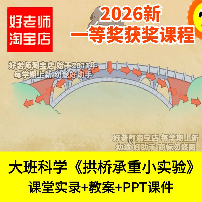好老师淘宝店大班科学拱桥承重小实验幼儿园优质公开课件科学探究