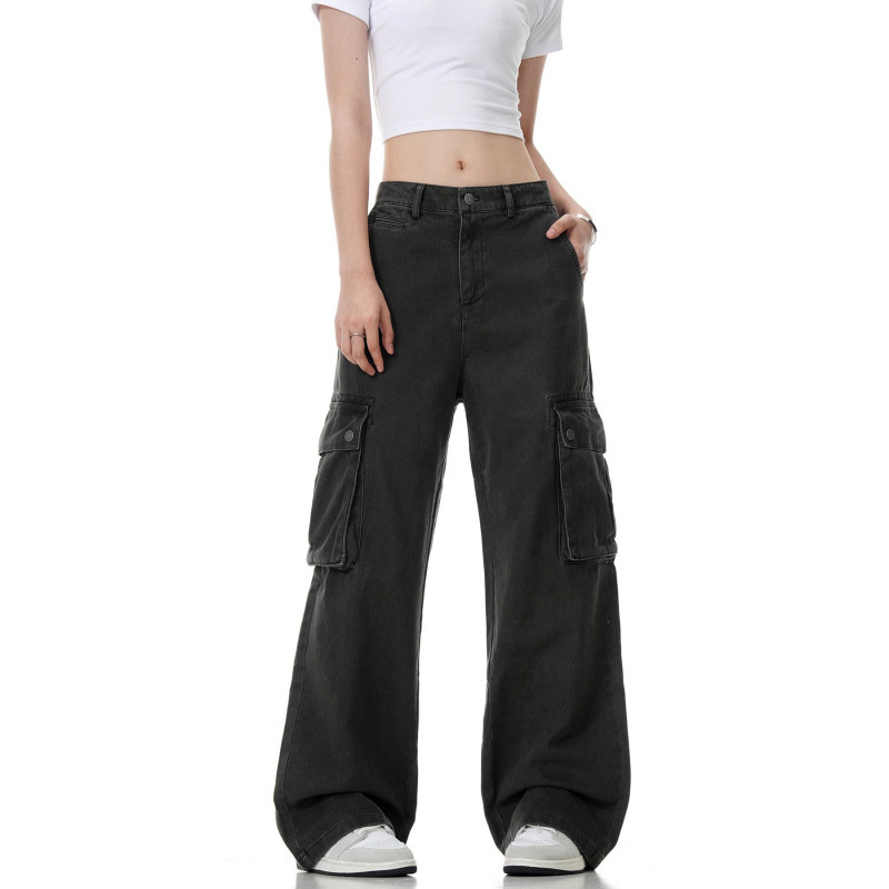 跨境美式高街重工水洗多口袋工装休闲裤男女宽松阔腿vintage长裤