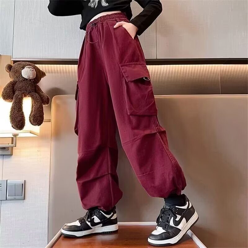 工装裤女童裤子春秋款2026新款大童休闲长裤儿童初中生秋装束脚裤