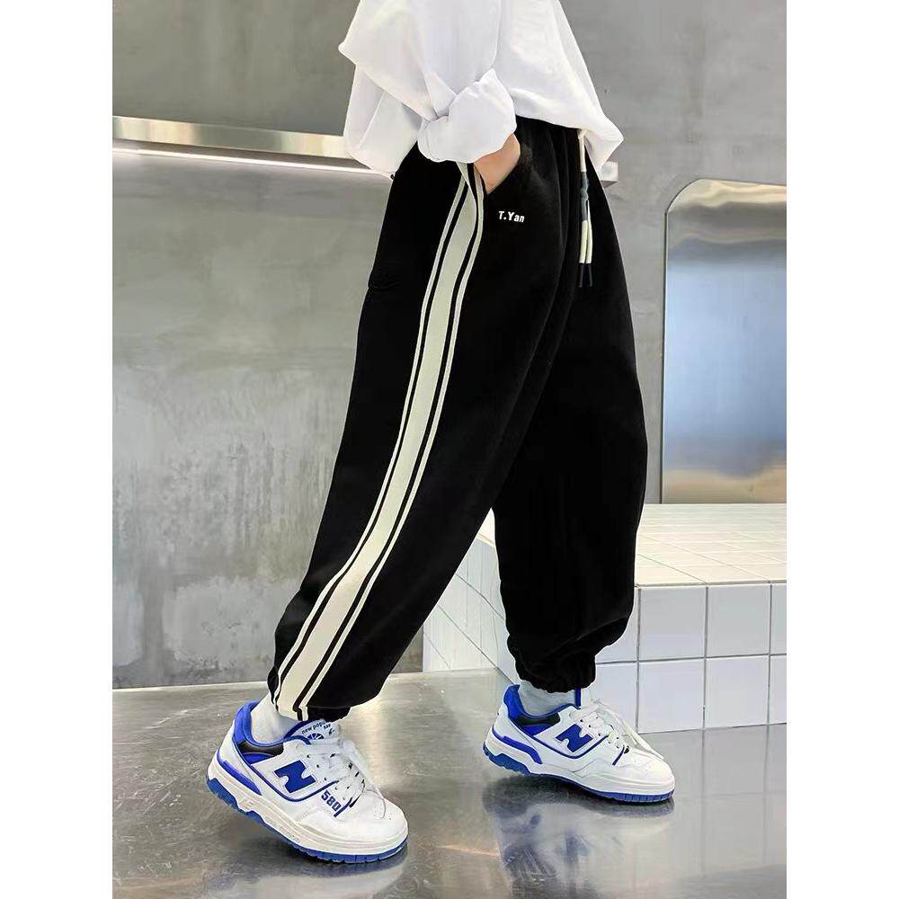 男童灰色裤子春秋款2024新款儿童春装大男孩运动裤潮帅气时髦卫裤