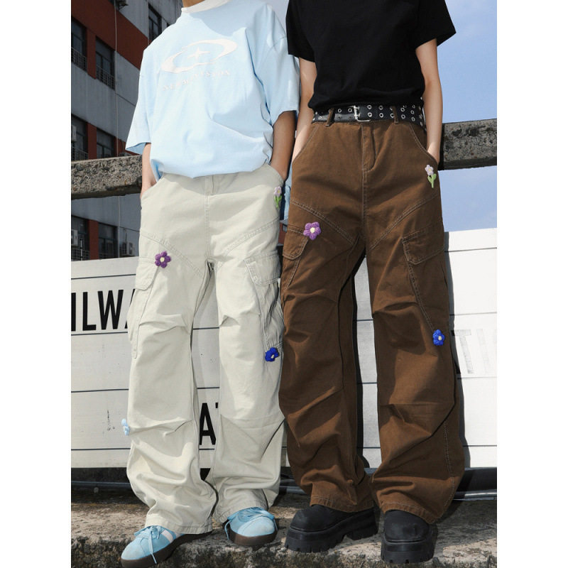 跨境外贸美式青少年酷帅工装裤子男生款春季直筒宽松休闲百搭长裤