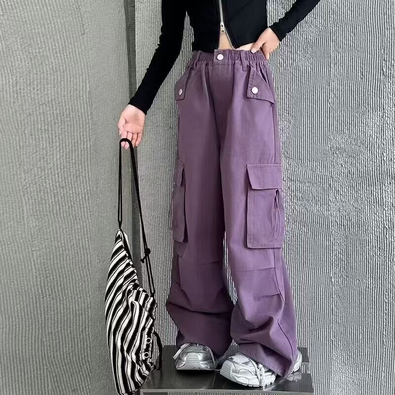 女童工装裤春秋2024新款儿童潮酷穿搭裤子女孩大童秋季直筒阔腿裤