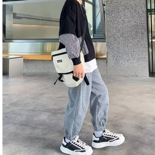 秋裝 潮 休閑褲 男童褲 2023新款 運動褲 子秋冬款 中大兒童男孩加絨衛(wèi)褲