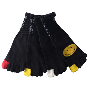 内田秋冬季 中高筒纯色小雏菊五指袜ins街头日系棉质加厚女分趾袜