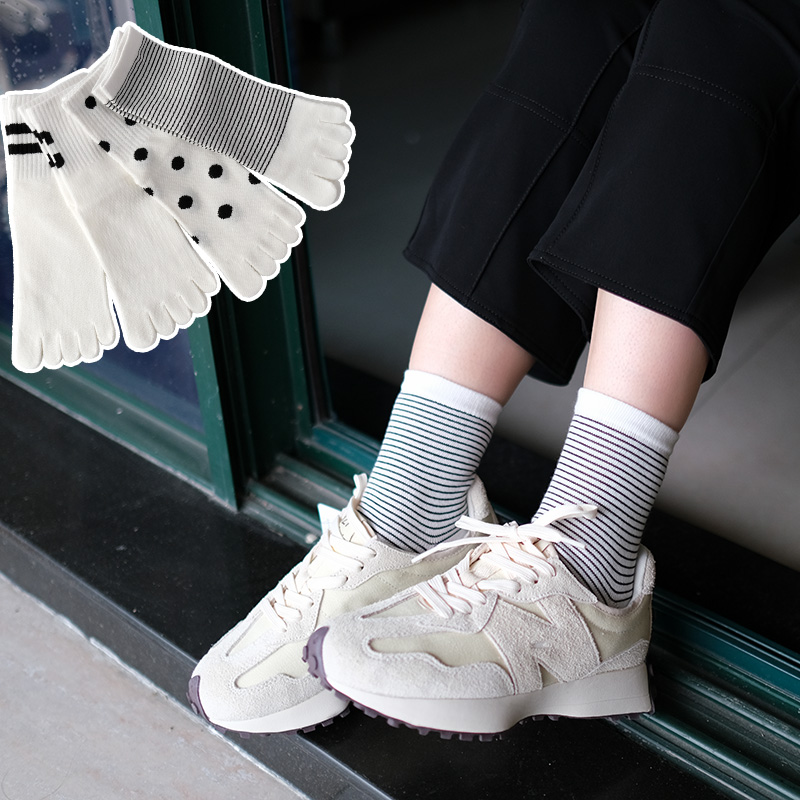 纯棉运动休闲女五指袜