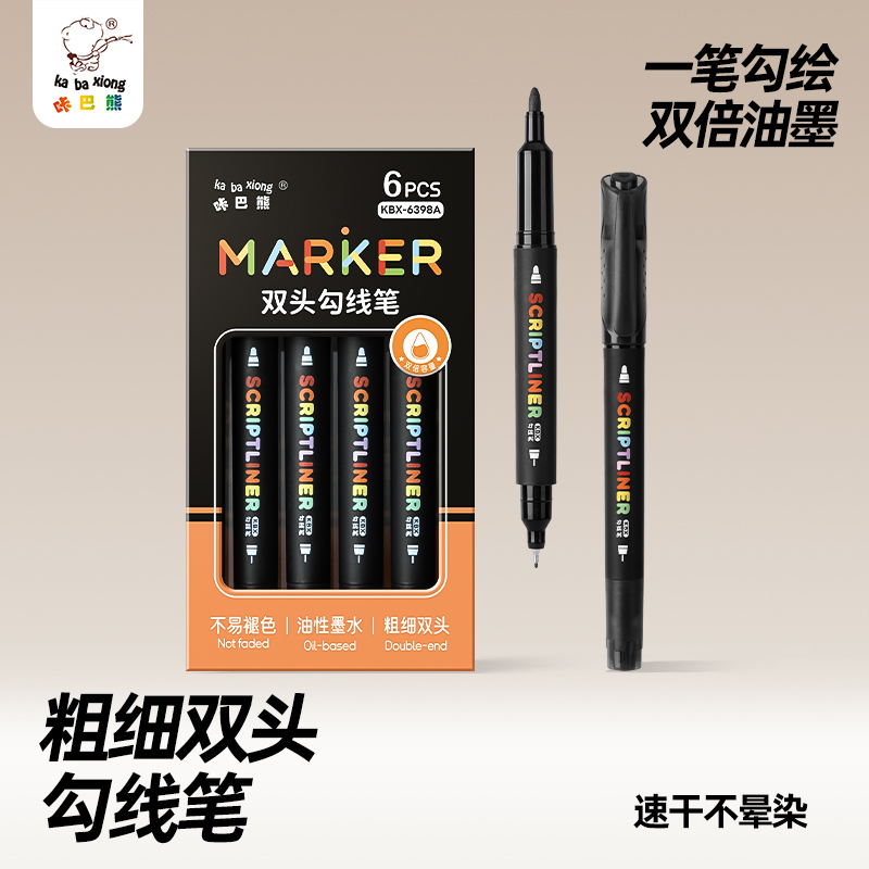 大容量勾线笔粗细双头速干描线笔