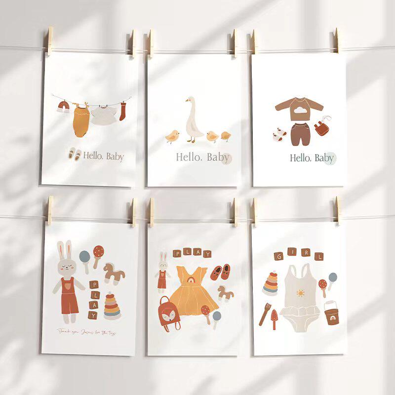 ins韩风儿童房英文字母衣服海报早教装饰画宝宝认知挂画拍照背景