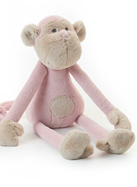 ins北欧风皮粉色短毛绒小猴子玩偶皮皮猴子公仔儿童安抚陪睡娃娃