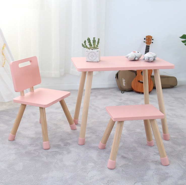 北欧ins风儿童房学习书桌幼儿园宝宝游戏桌子椅子 儿童方桌椅套装