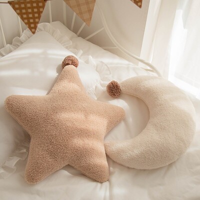 nice毛绒抱枕星星月亮靠枕pp棉