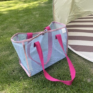 ins韩系儿童户外玩具收纳沙滩包大容量网兜洗漱包沥水浴室游泳包