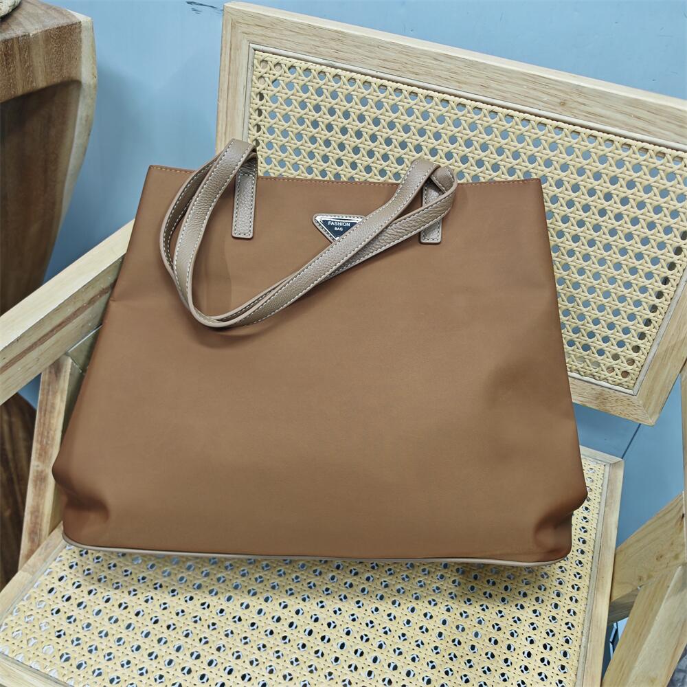 外贸出口尾货清仓大甩卖头层牛皮配帆布托特购物袋真皮女士大包包