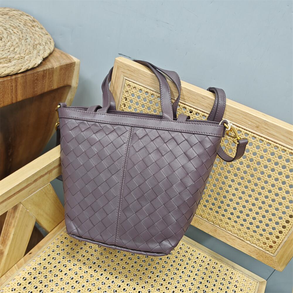 头层羊皮编织手提斜挎包包女2025新款真皮托特妈妈时尚秋冬女士包