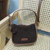 头层牛皮磨砂品牌专柜真皮2025新款 反绒豹纹百搭复古手提斜挎女包