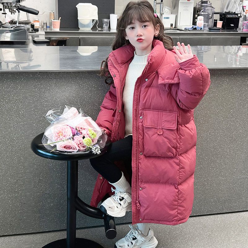 女童冬装羽绒棉服2025新款洋气儿童冬季夹棉外套小女孩加长款棉袄