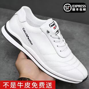 春季新款运动休闲鞋透气真皮男士皮鞋潮流百搭小白鞋旅游鞋爸爸鞋