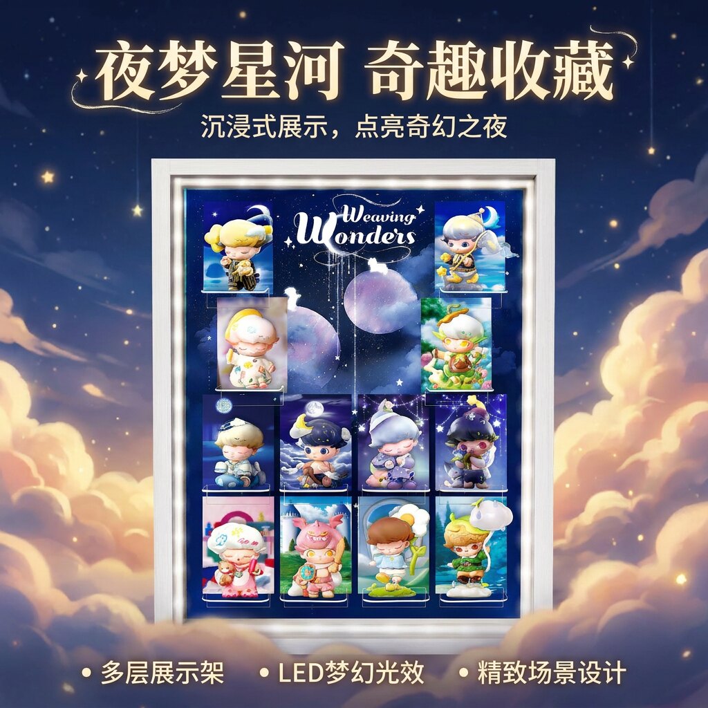 泡泡玛特DIMOO梦里梦外系列盲盒手办展示盒收纳摆件展示架可挂墙