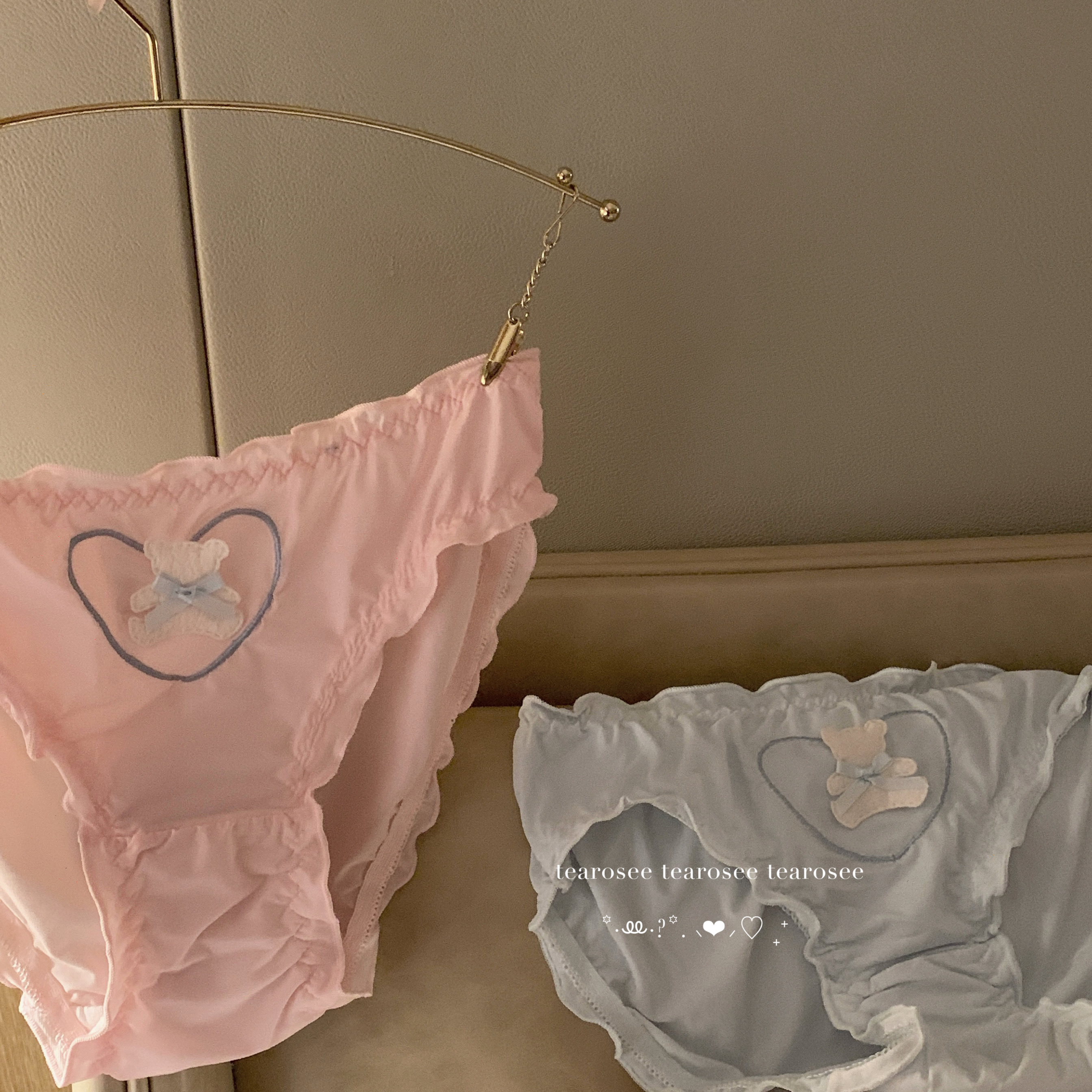 tearosee 蜂蜜小熊 冰丝日系甜美少女可爱短裤纯棉裆部中腰三角裤