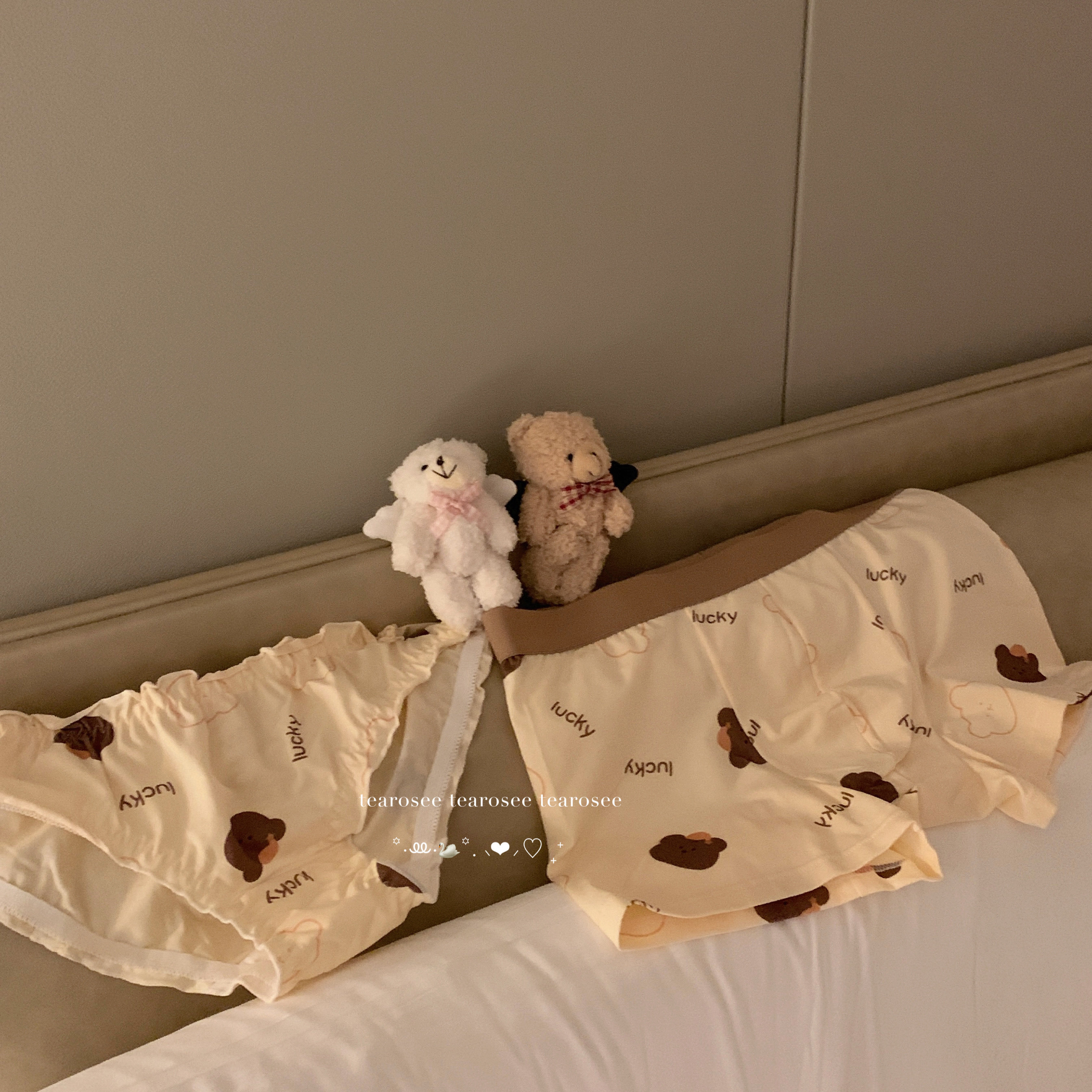 tearosee 幸运小熊 情侣内裤七夕礼物舒适男女可爱卡通三角