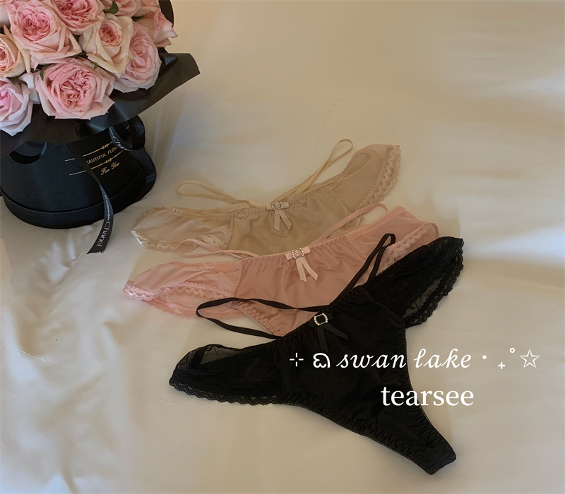 tearosee 浪漫主义 新款蕾丝T裤透明低腰丁字裤诱惑奢华