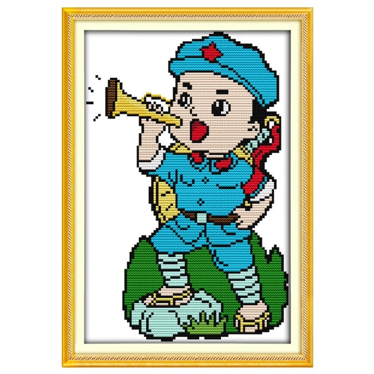 小幅简单学生社区手工爱国题材印花十字绣儿童卧室钻石画小红军