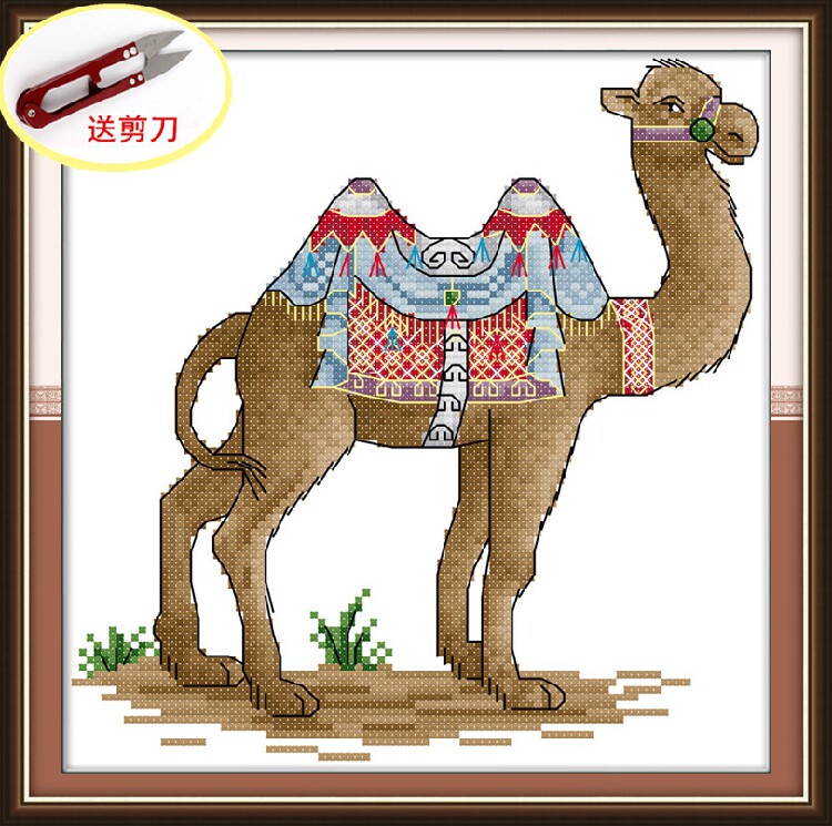 吃苦耐劳的骆驼简单可爱小款diy印花十字绣儿童卧室学生手工刺绣