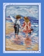 海浪沙滩两个小孩子图案印花十字绣男女孩子卧室房间大海系列刺绣