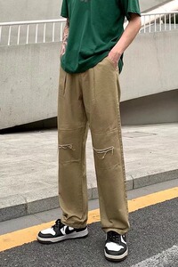 夏季男休闲裤宽松直筒弹力工装松紧腰多口袋运动裤D392P38
