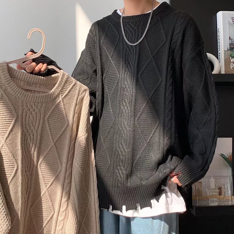 男秋冬麻花设计针织衫毛衣M8806P45图片
