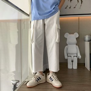 男秋季新款休闲裤宽松直筒中性工装休闲裤男潮纯棉K913P30图片