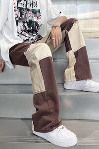 工装裤文艺青春流行直筒夏季潮长裤慵懒休闲裤宽松型HP12P50图片