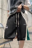 夏季休闲短裤男ins潮简约撞色拼接宽松直筒垂感五分运动裤D82P32，男装休闲裤，星座1116-2