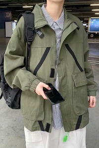 慵懒潮流青年纯夹克原宿简约口袋ins流行男常规港风J1221P55图片