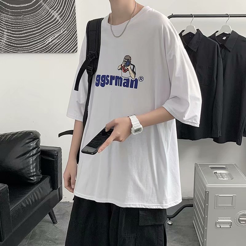 纯棉夏季新款短袖男韩版T恤宽松休闲圆领T620图片