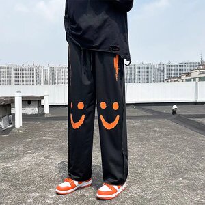男直筒休闲裤秋季新款笑脸裤子K368P30图片