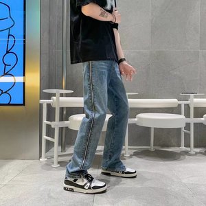直筒牛仔裤2022春款女装新款高腰显瘦宽松阔腿裤子N7238P48,米线阔腿裤搭配图片图片