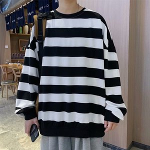 条纹卫衣男秋季韩版宽松百搭长袖上衣W8649P20图片