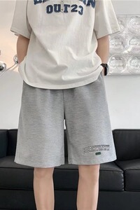 2022夏季运动短裤男ins潮港风简约休闲裤宽松直筒五分裤D6806P23图片